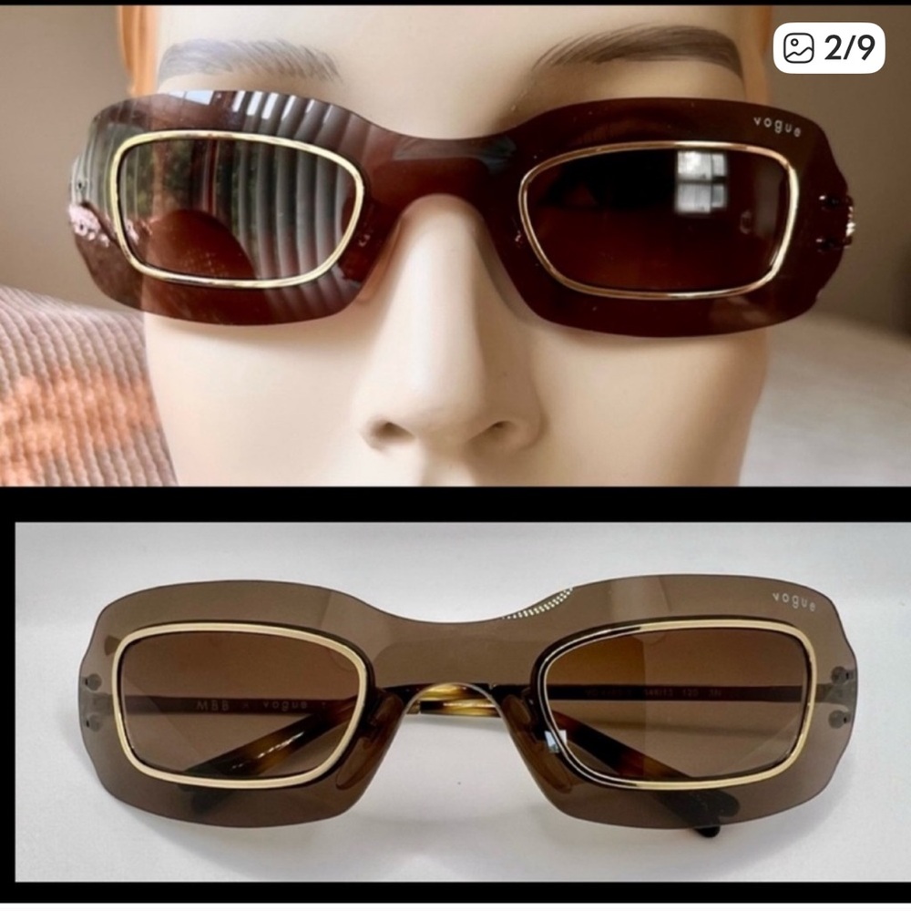 Vogue Women's Sunglasses In Transparent Brown Frames With Gold Trim